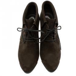 مملوكة مسبقًا Tod's Dark Brown Leather Wedge Ankle Booties Size 38