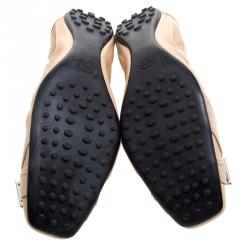 Pre Owned Tod's Beige Patent/Suede and Leather Ballet Flats Size 40.5