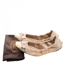 Pre Owned Tod's Beige Patent/Suede and Leather Ballet Flats Size 40.5