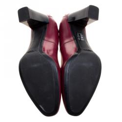 Pre Owned حذاء كعب عالي تودز جلد عنابي مرصع مقاس 38