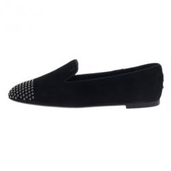 مملوكة مسبقًا Tod's Black Suede Studded Smoking Slippers Size 39