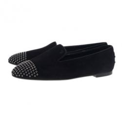 مملوكة مسبقًا Tod's Black Suede Studded Smoking Slippers Size 39