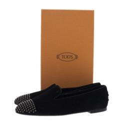 مملوكة مسبقًا Tod's Black Suede Studded Smoking Slippers Size 39