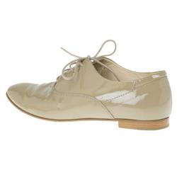 Pre Owned Tod's Beige Patent Leather Lace Up Oxfords Size 36.5