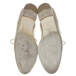 Pre Owned Tod's Beige Patent Leather Lace Up Oxfords Size 36.5