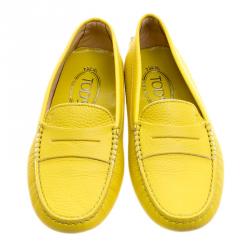 Pre Owned حذاء بيني لوفرز تودز جلد أصفر مقاس 37.5