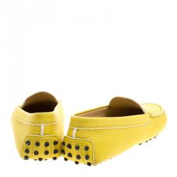 Pre Owned حذاء بيني لوفرز تودز جلد أصفر مقاس 37.5