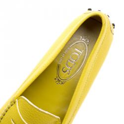 Pre Owned حذاء بيني لوفرز تودز جلد أصفر مقاس 37.5