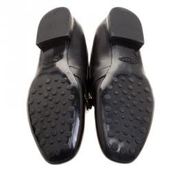 Pre Owned Tod's Black Leather Double T Loafers Size 38