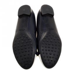 Pre Owned حذاء فلات باليه تودز غطاء مقدمة جلد لونين مقاس 39