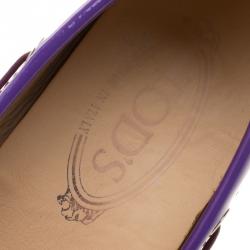 Pre Owned Tod's Purple Patent Leather Bow Loafers Size 37.5