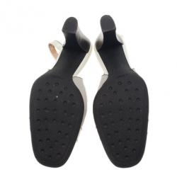 مملوكة مسبقًا Tod's White Leather Bow Slingback Sandals Size 40