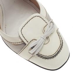 مملوكة مسبقًا Tod's White Leather Bow Slingback Sandals Size 40