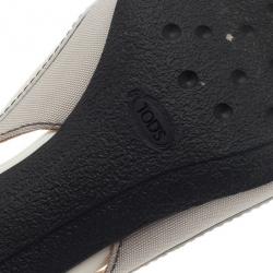 مملوكة مسبقًا Tod's White Leather Bow Slingback Sandals Size 40