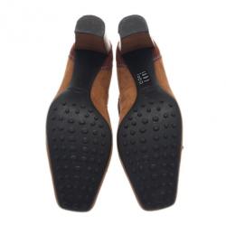 Pre Owned Tod's Brown Suede Embroidered Pumps Size 39