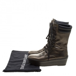 مملوكة مسبقًا حذاء بوت تودز بكعب روكي برباط جلد ميتاليك مقاس 39