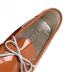 Pre Owned حذاء لوفرز تودز جلد برتقالي لامع بفيونكة مقاس 39.5