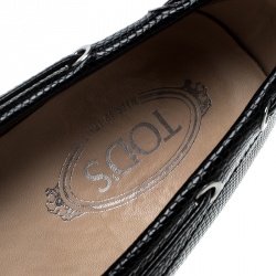 Pre Owned حذاء لوفرز تودز جلد سحالي أسود بفيونكة مقاس 38