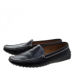 Pre Owned Tod's Black Leather Loafers Size 37