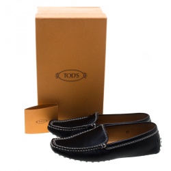 Pre Owned Tod's Black Leather Loafers Size 37