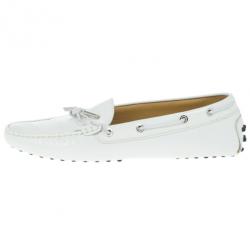 Pre Owned Tod's for Ferrari White Patent Loafers Size 40