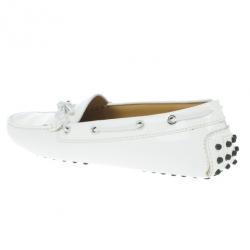 Pre Owned Tod's for Ferrari White Patent Loafers Size 40