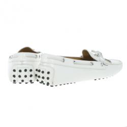 Pre Owned Tod's for Ferrari White Patent Loafers Size 40