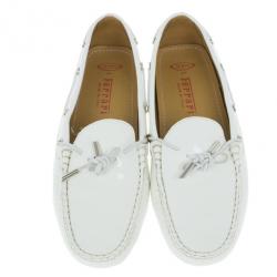 Pre Owned Tod's for Ferrari White Patent Loafers Size 40