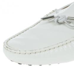 Pre Owned Tod's for Ferrari White Patent Loafers Size 40