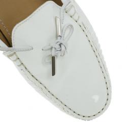 Pre Owned Tod's for Ferrari White Patent Loafers Size 40