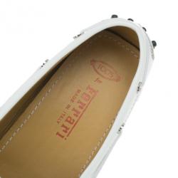 Pre Owned Tod's for Ferrari White Patent Loafers Size 40