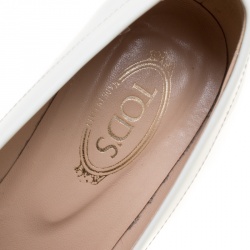 Pre Owned Tod's Two Tone Leather Bow Loafer Pumps Size 36.5