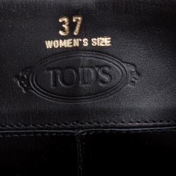 Pre Owned Tod's Black Leather and Suede Fibbie Mid Calf Biker Boots Size 37