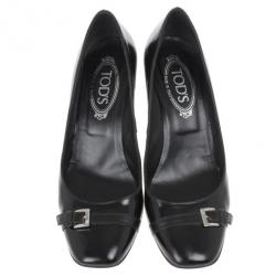 مملوكة مسبقًا Tods Black Leather Buckle Pumps Size 40