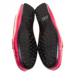 مملوكة مسبقًا حذاء بيني لوفرز تودز جلد برتقالي لامع مقاس 40