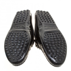 Pre Owned Tod's Black Patent Leather Double T Flat Loafer Mules Size 38.5