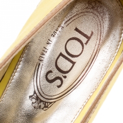 Pre Owned Tod's Yellow/Brown Suede and Leather Ballet Flats Size 39