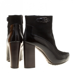 Pre Owned Tod's Black Suede and Leather Ankle Boots Size 40
