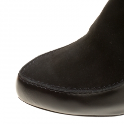 Pre Owned Tod's Black Suede and Leather Ankle Boots Size 40