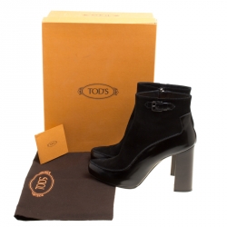 Pre Owned Tod's Black Suede and Leather Ankle Boots Size 40