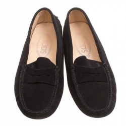 Pre Owned Tod's Black Suede Penny Loafers Size 35
