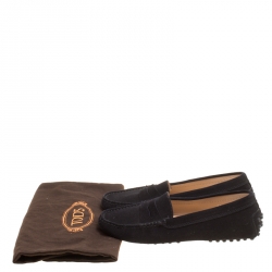 Pre Owned Tod's Black Suede Penny Loafers Size 35