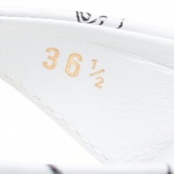 Pre Owned Tod's White Printed Leather Peep Toe Bow Detail Wedge Slides Size 36.5