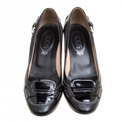 Pre Owned Tod's Black Leather Penny Pumps Size 37