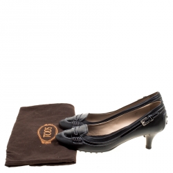 Pre Owned Tod's Black Leather Penny Pumps Size 37