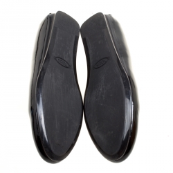 Pre Owned حذاء فلات باليه تودز مقدمة مستديرة جلد لامع أسود مقاس 37