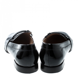 Pre Owned Tod's Black Patent Leather Double T Loafers Size 42