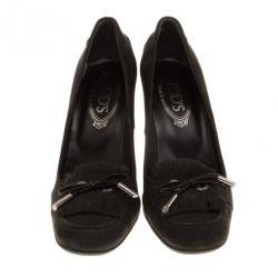 Pre Owned Tod’s Dark Grey Suede Fringe Jodie Pumps Size 37.5