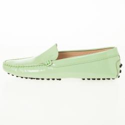 Pre Owned Tod's Mint Patent Leather Classic Loafers Size 37.5
