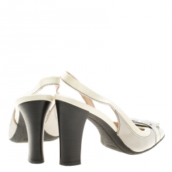 Pre Owned Tod's Cream Patent Leather Bow Slingback Sandals Size 40